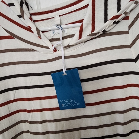 Market & Spruce Striped Hooded pullover lightweight sweater - Picture 5 of 8